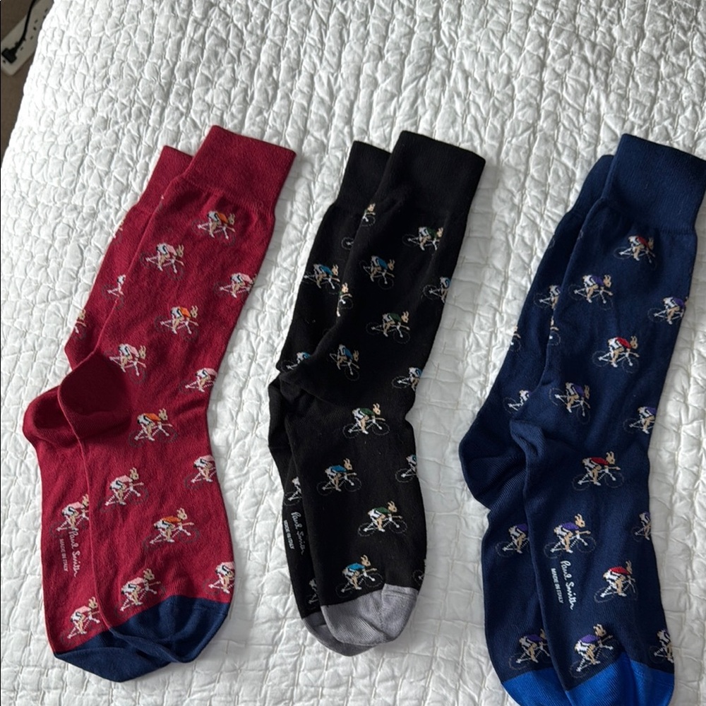 Paul Smith Red and Black Casual Socks with cycling Pattern